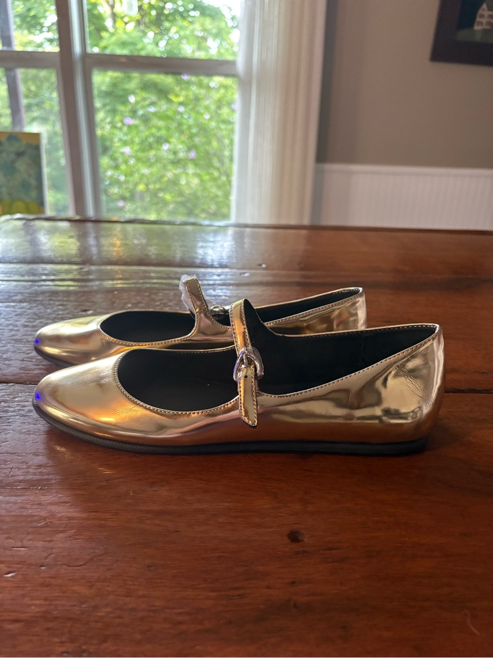 AEROSOLES Metallic Gold Mary Jane Flats